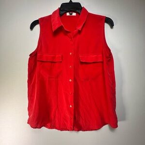 Equipment Red Sleeveless Button-Down Shirt